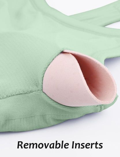 MathCat Workout Tank Tops for Women with Built in Bra, Sleeveless Gym Tops Seamless Racerback Athletic Yoga Shirts Light Green