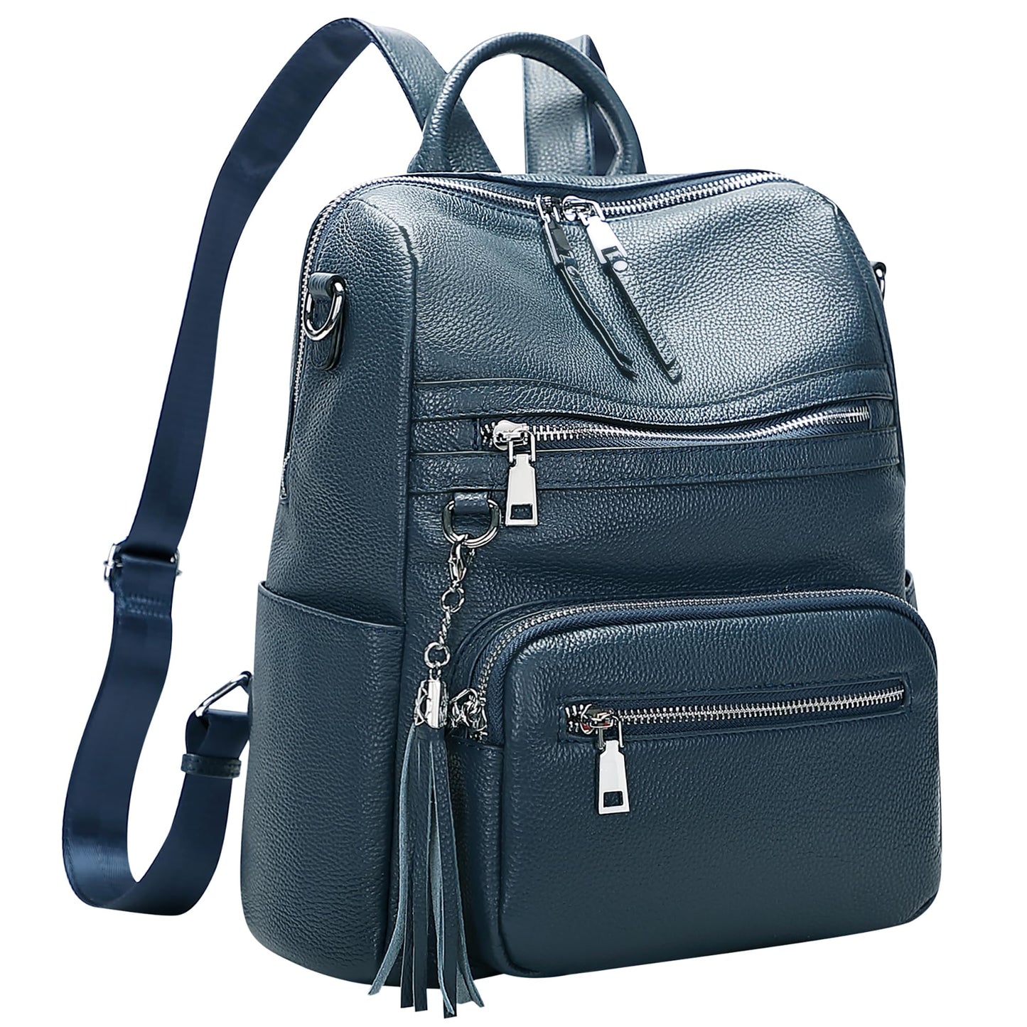 ALTOSY Genuine Leather Backpack Purse for Women Large Shoulder Bag With Laptop Compartment Multiple Pockets(S106 Indigo Blue)