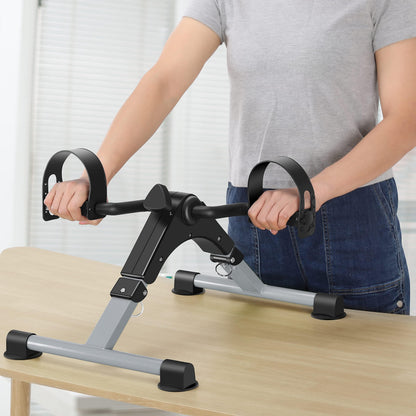 Pedal Exerciser Desk Exercise Bike Leg and Arm Exercise Bike with LCD Monitor Foldable and Porable (Black/Grey)