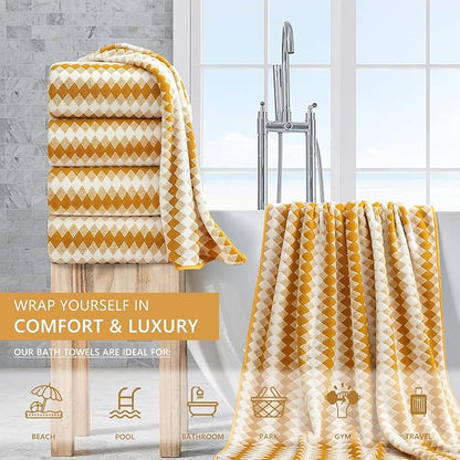 4 Piece Bath Towel Set Oversized Bath Sheet 35"x70" Bathroom Towel Extra Large