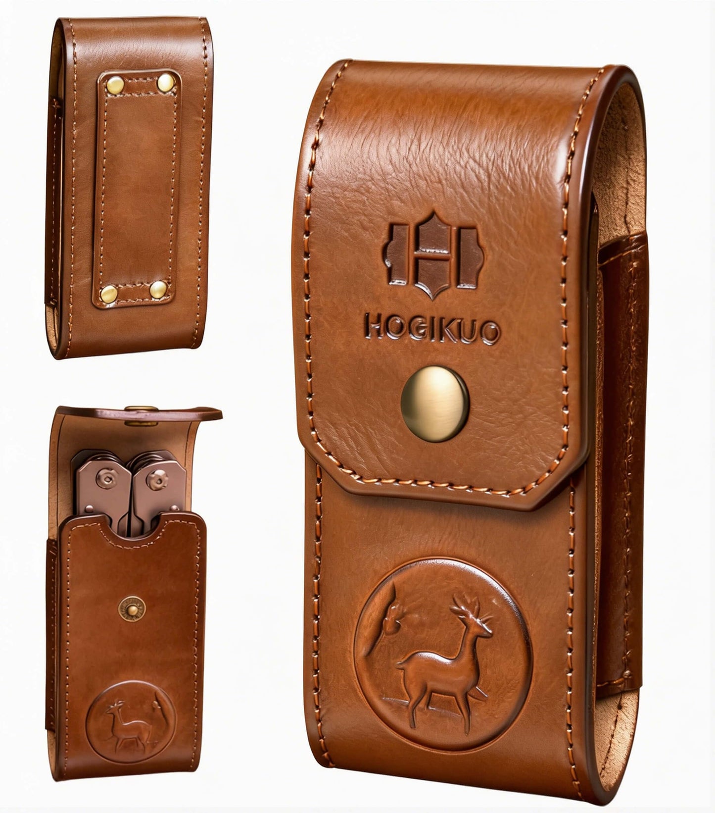 HOGIKUO Leather Multitool Sheath，Multi Tool Holster for Leatherman, Gerber, SOG and Similar Folding Tools 4" to 4.5"