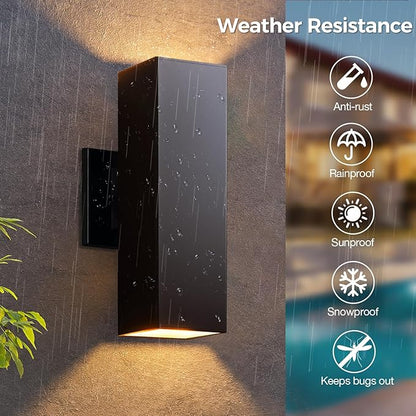 KIZON Outdoor Wall Lights with Dusk to Dawn Sensor 2 Pack, Modern Outdoor Sconce Lights with Oil Rubbed Bronze Finish, Aluminum Exterior Lighting Fixtures for House Porch, ETL Listed