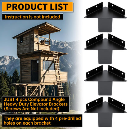 ECOTRIC Deer Stand Brackets 4x4 Deer Blind Brackets, 4Pcs Compound Angle
