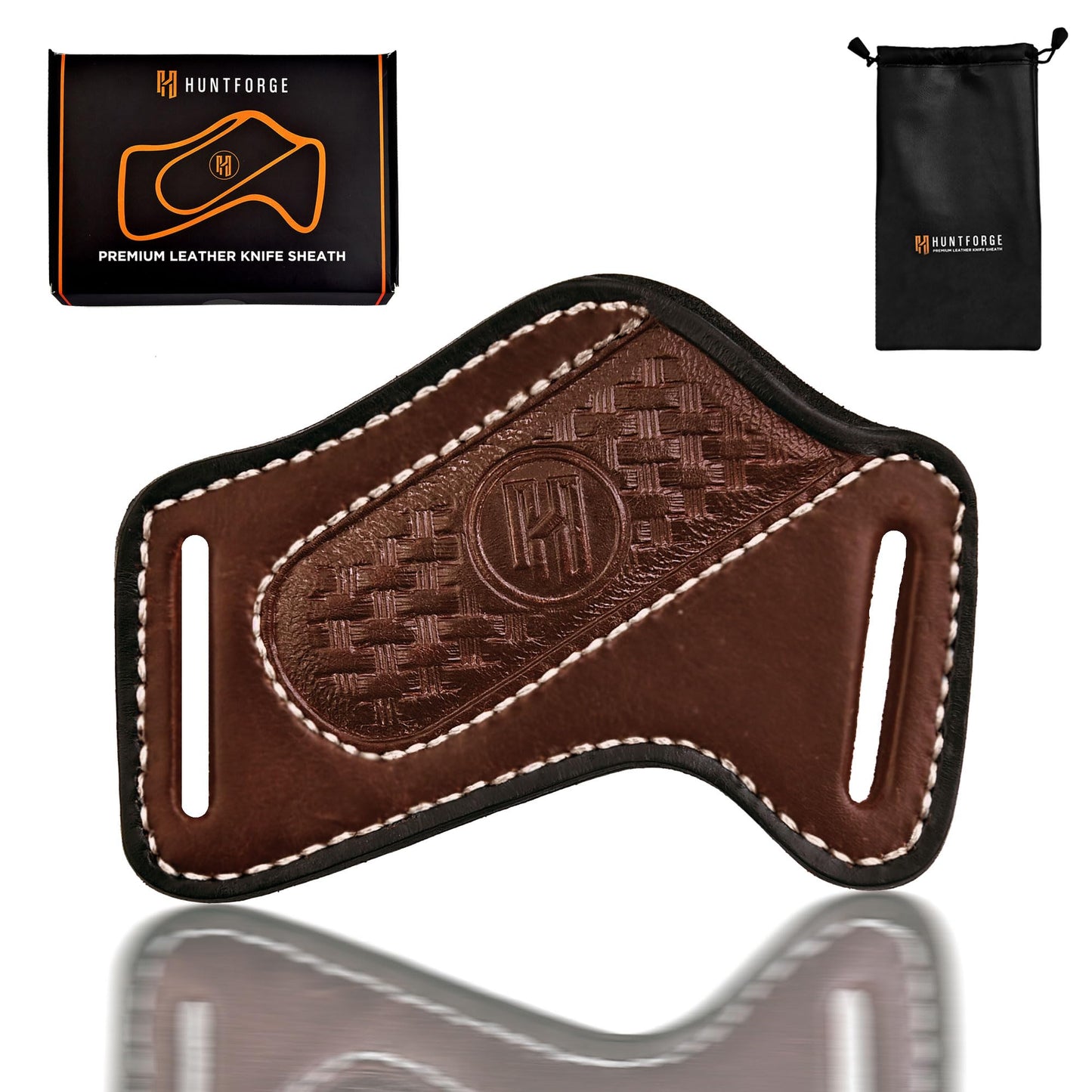 HuntForge Leather Knife Sheath for Belt Pocket Folding Knife Holder Compact Draw Knifes,Tool Belt for Knives,EDC Tools Holster(Small)
