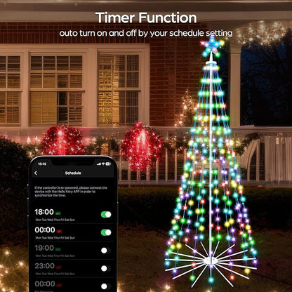 8 FT Outdoor Christmas Tree,Smart APP Remote Control RGB Color Changing DIY Timer LED Christmas Tree for Indoor Outdoor Decorations