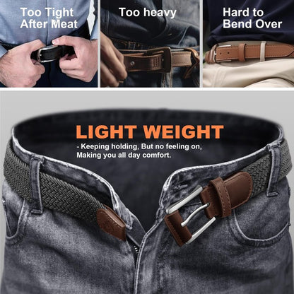 Housmai Stretch Braided Belt for Men -Mens Gift Elastic Woven Golf Belt 1 3/8"- for Golf Jeans Casual Wear