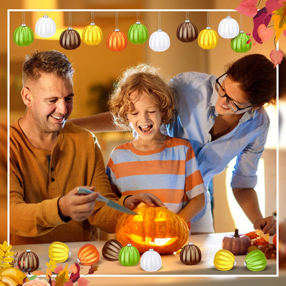 Tigeen 30 Pcs Thanksgiving Pumpkin Hanging Ornaments Fall Mini Pumpkin Hanging Tree Ornaments Ball Decorations for Tree Thanksgiving Harvest Party Halloween Home Decor (Cute)
