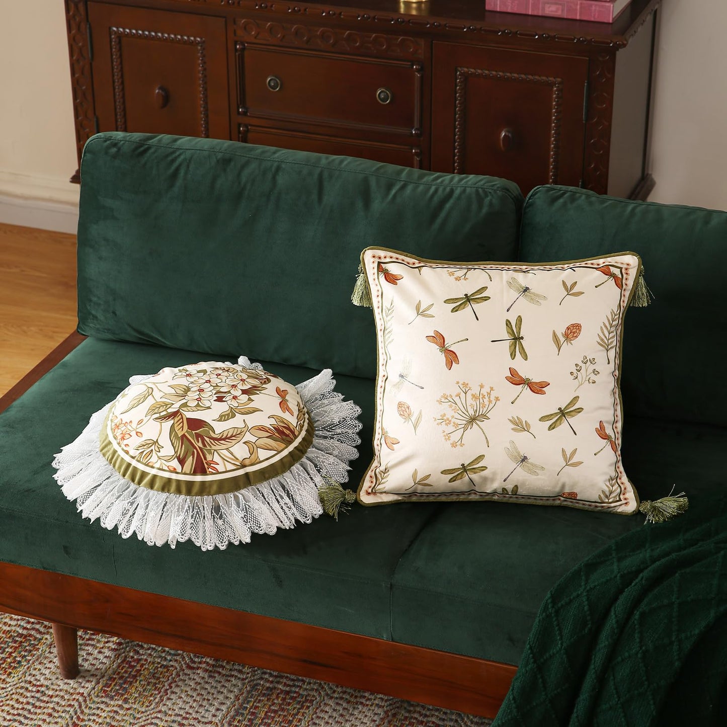 ISAENNE Designer Velvet Throw Pillow Covers,18"x18" Set of 2-Grace B