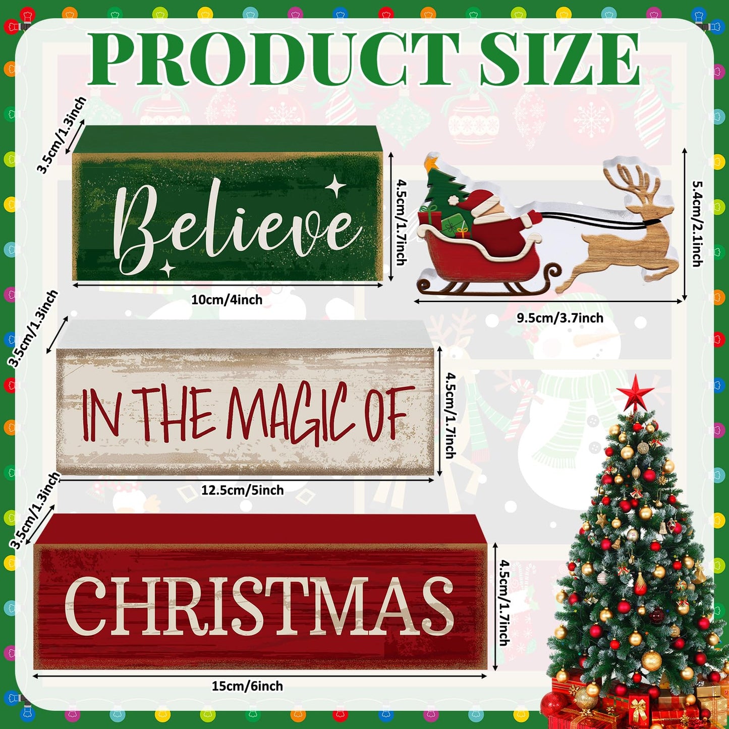 Lineshading 4 Pcs Summer Christmas Table Decoration Wooden Santa Claus Decor Christmas Tiered Tray Decor Decorative Santa Claus Elk Block Sign Gift Farmhouse Xmas Centerpiece for Home Kitchen Shelf