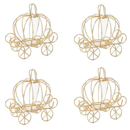YANGYIXIN 4-Pack Metal Candy Server Gold Pumpkin Carriage Centerpiece Box for Princess Birthday, Princess Party & Themed Party Decorations