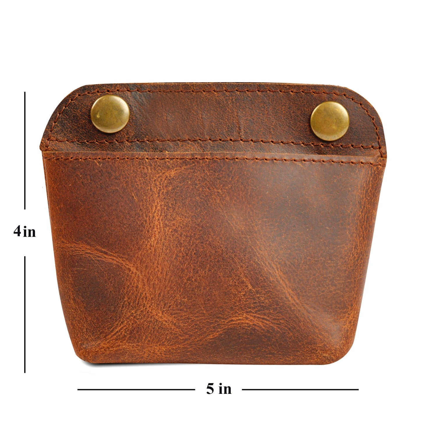 CestAntiQ, Handmade Leather Double Snap Pouch, Coin Purse, Cash & Card Holder, Makeup Bag, Cable Organizer - Minimalist Leather Snap Wallet, Durable Clasp Pouch for Travel & Accessories