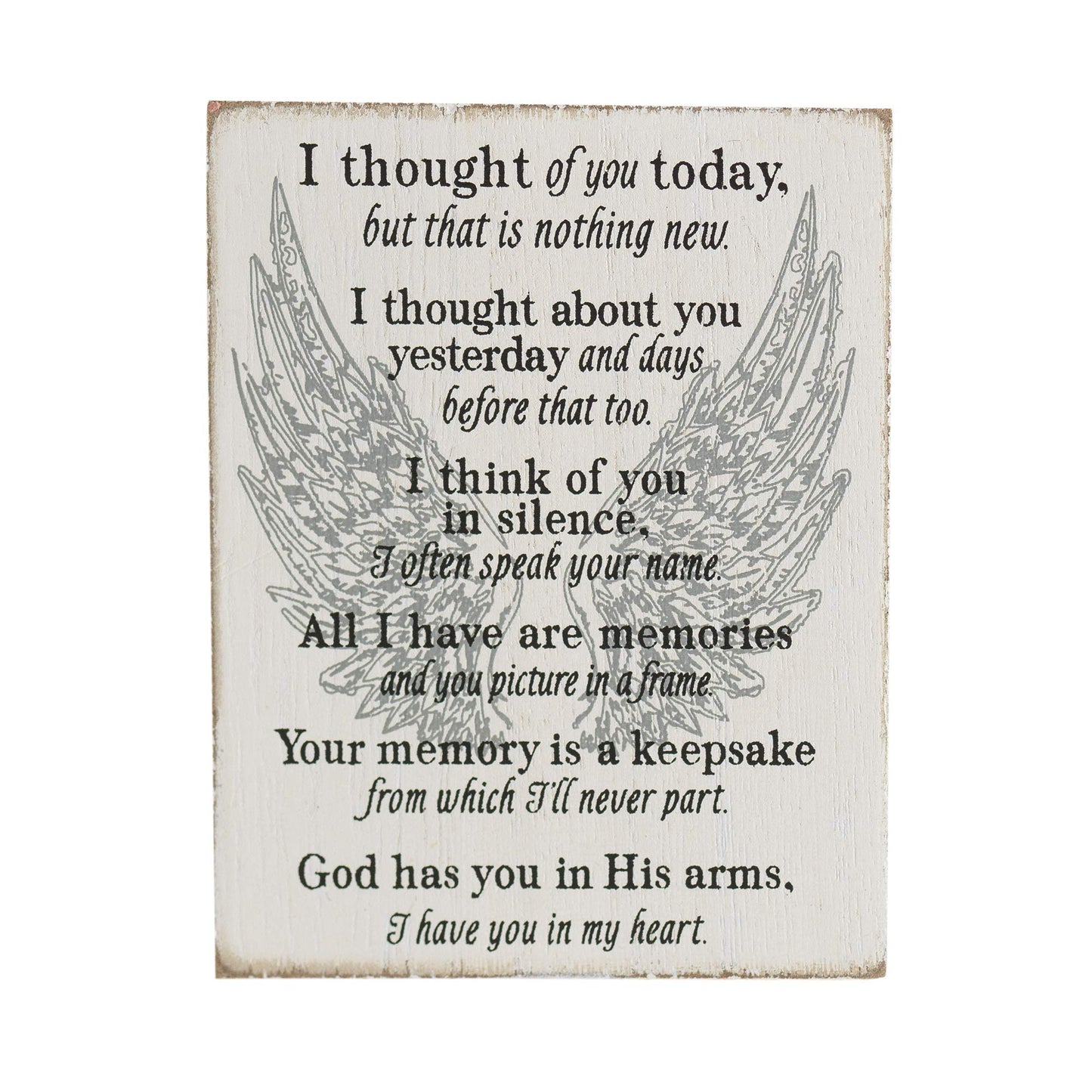 Dicksons Thought of Your Memories Keepsake Black Angel Wings 4 x 3 MDF Decorative Wall Sign Plaque