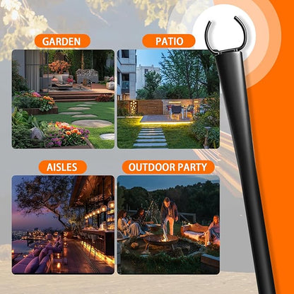 4 Pack 10Ft String Light Poles, Metal Poles with Fork for Outside Lights,Outdoor Metal Light Stand with Fence Brackets Hanging Lights for Garden Patio Wedding Backyard Deck Party