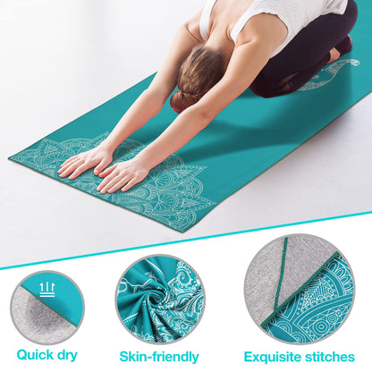 MoKo Yoga Towel, Non Slip Hot Yoga Blanket Printing Pattern Quick Dry with Corner Pocket for Bikram, Pilates, Gym Workout, Outdoor Picnic
