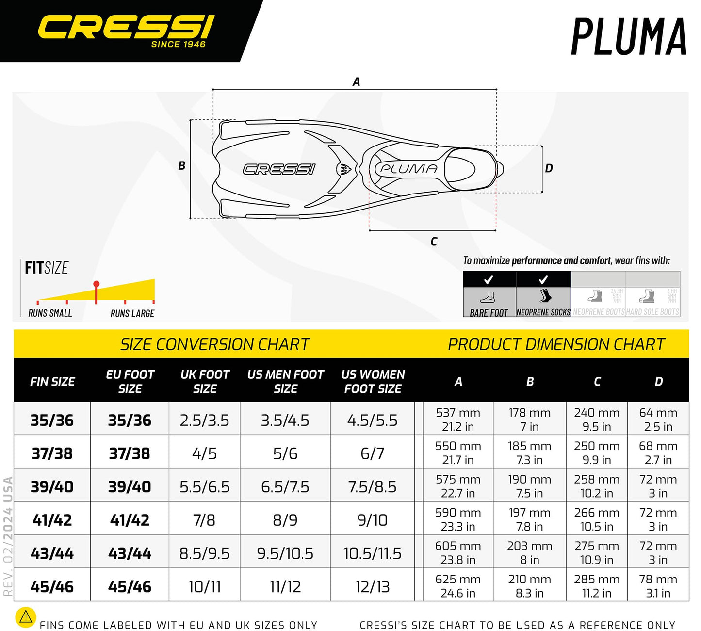 Cressi Pluma, Black/Silver, 41/42