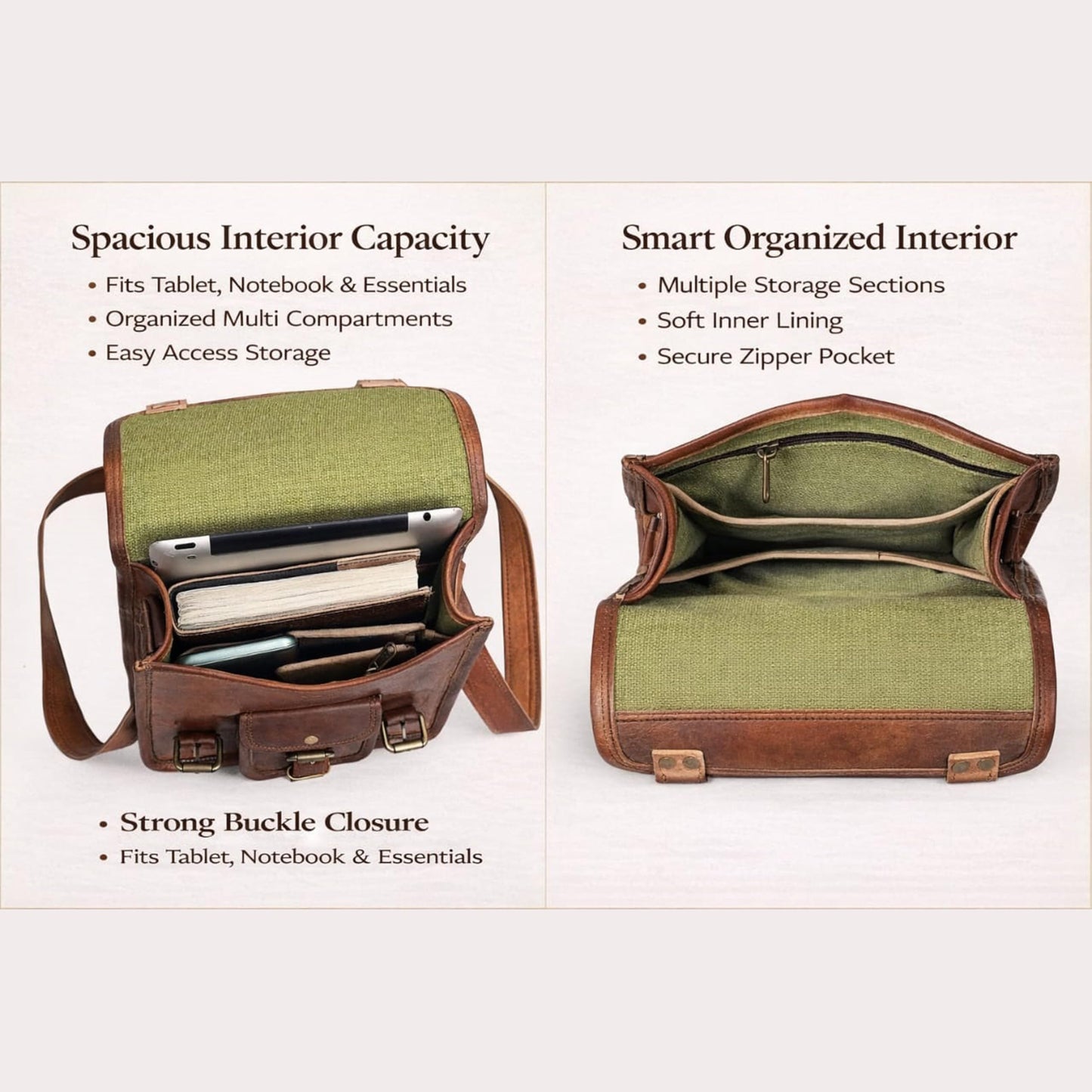 Vintage Genuine Leather iPad/Tablet/tab/Kindle Satchel Cross Body Shoulder Messenger Bag (11 X 9 Inch) (11 inch)