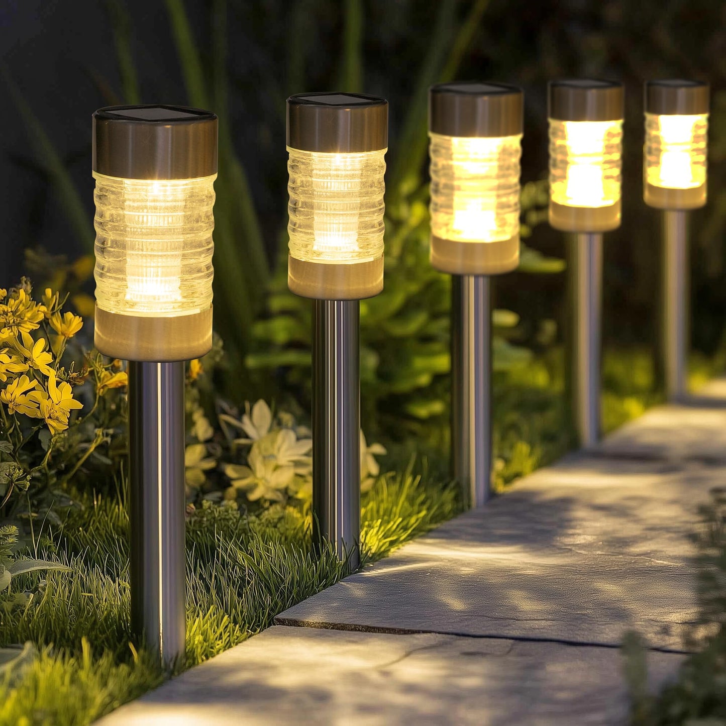 Dazzle Bright Solar Pathway Lights Outdoor, 12 Pack LED Solar Powered Waterproof Garden Lights, Landscape Lighting for Walkway Driveway Lawn Patio Yard Decoration, Warm White