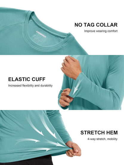 MAGCOMSEN Men's Long Sleeve Shirts UV Protection Quick Dry Rash Guard Grey Green, 3XL