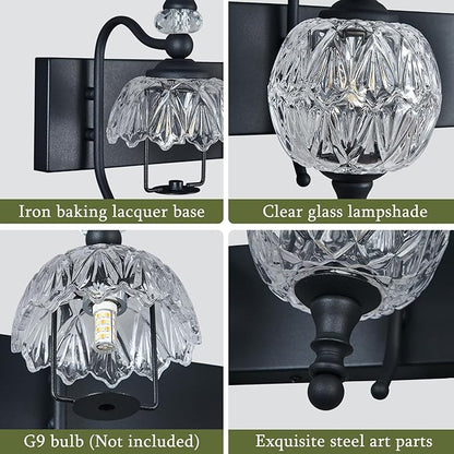 Modern Crystal Bathroom Vanity Lights Fixtures Over Mirror Black Vintage 4-Lights 28 Inch Bathroom Light Fixtures Glass Crystal Vanity Lights