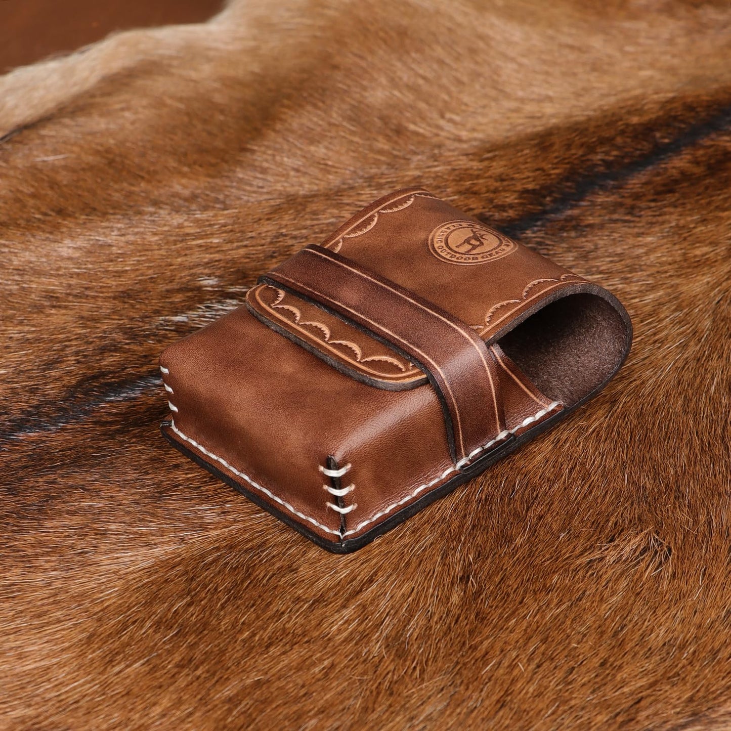Tourbon Leather Cigarette Box Case Pouch Lighter Holder Playing Cards Secure Storage with 1.7" Belt Loop Travel Accessory