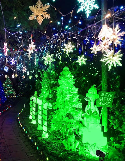 Christmas Green Spotlight Outdoor, 14 LED Landscape Lighting with US Plug, IP65 Waterproof Spotlights for Tree Yard Garden Pathway Halloween St. Patrick's Day Decor 4 Pack