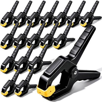 SZTCECDM 18 Pack Heavy Duty Spring Clamps, 3.5inch Multipurpose Woodworking Clamps, Balloon Arch & Tarp Clips for Backdrop Hanging, Secure Hold, Plastic Clips(Yellow)
