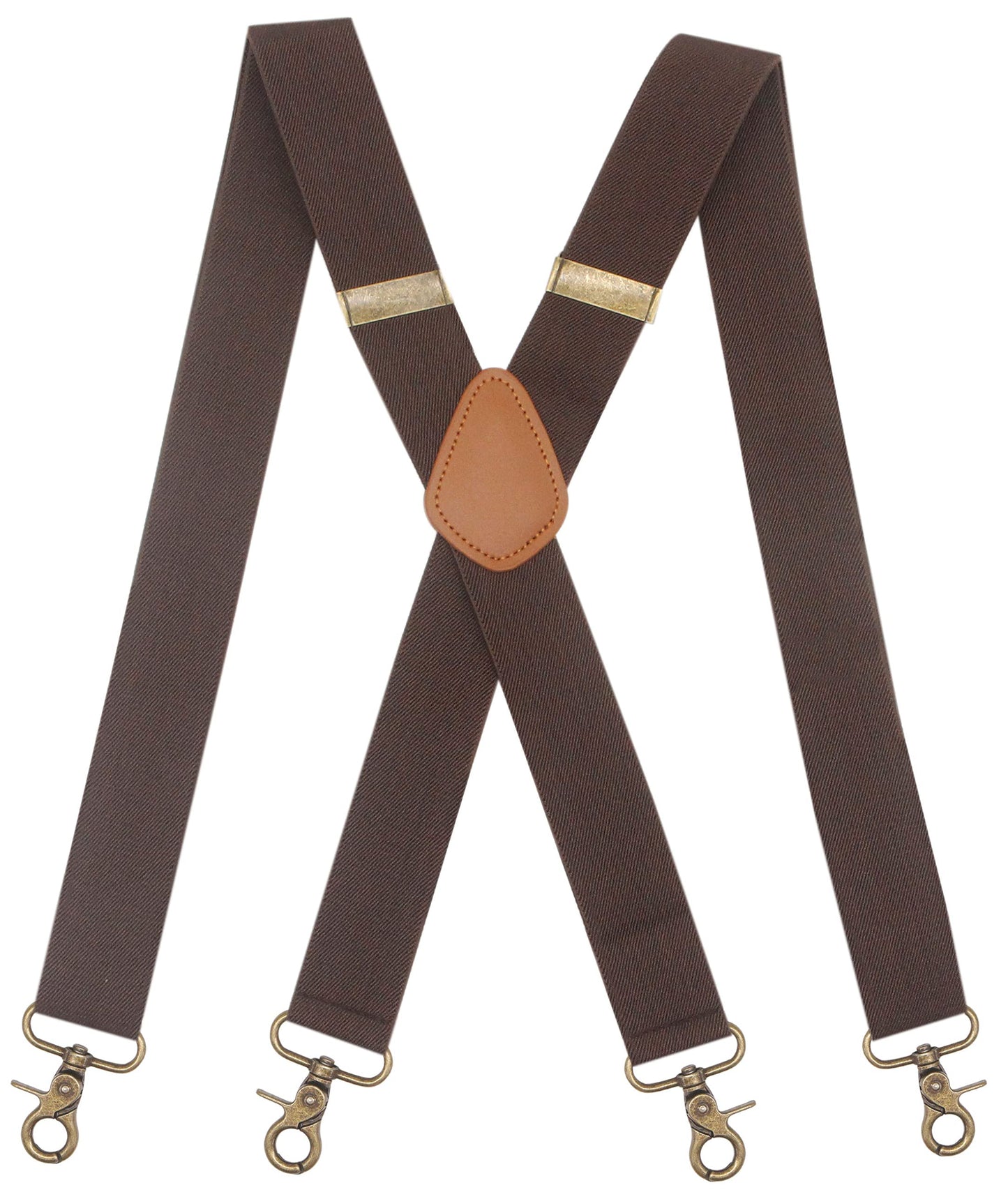 Timiot Mens Suspender 4 Swivel Strong Hooks Adjustable Braces Elastic Comfortable X Style Heavy Duty Strap (Coffe)