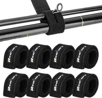 Realure 8 Pcs Fishing Rod Straps Adjustable Neoprene Ties Elastic Fishing Rod Tackle Belt Ties Casting Rod Straps for Fixed Casting Rods & Spinning Rods & Fly Rods Wrap Protectors