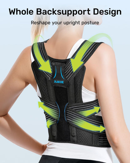 Posture Corrector for Women and Men, Upgraded Back Brace with Enhanced Support, Shoulder Straightener with Cushioned Shoulder Pads & Underarm Pain Relief Strap, Size S (Upper Waist: 29.5"-35.4")