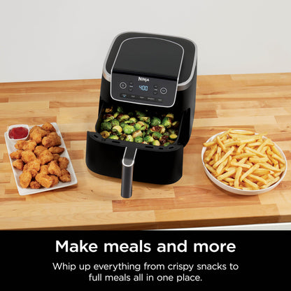 Ninja | Air Fryer | 4 QT Capacity | 4-in1 Roast, Crisp, Roast, Reheats, & Dehydrates | Dishwasher Safe Parts | Includes 20 Easy & Healthy Recipes | Compact | Grey | AF101