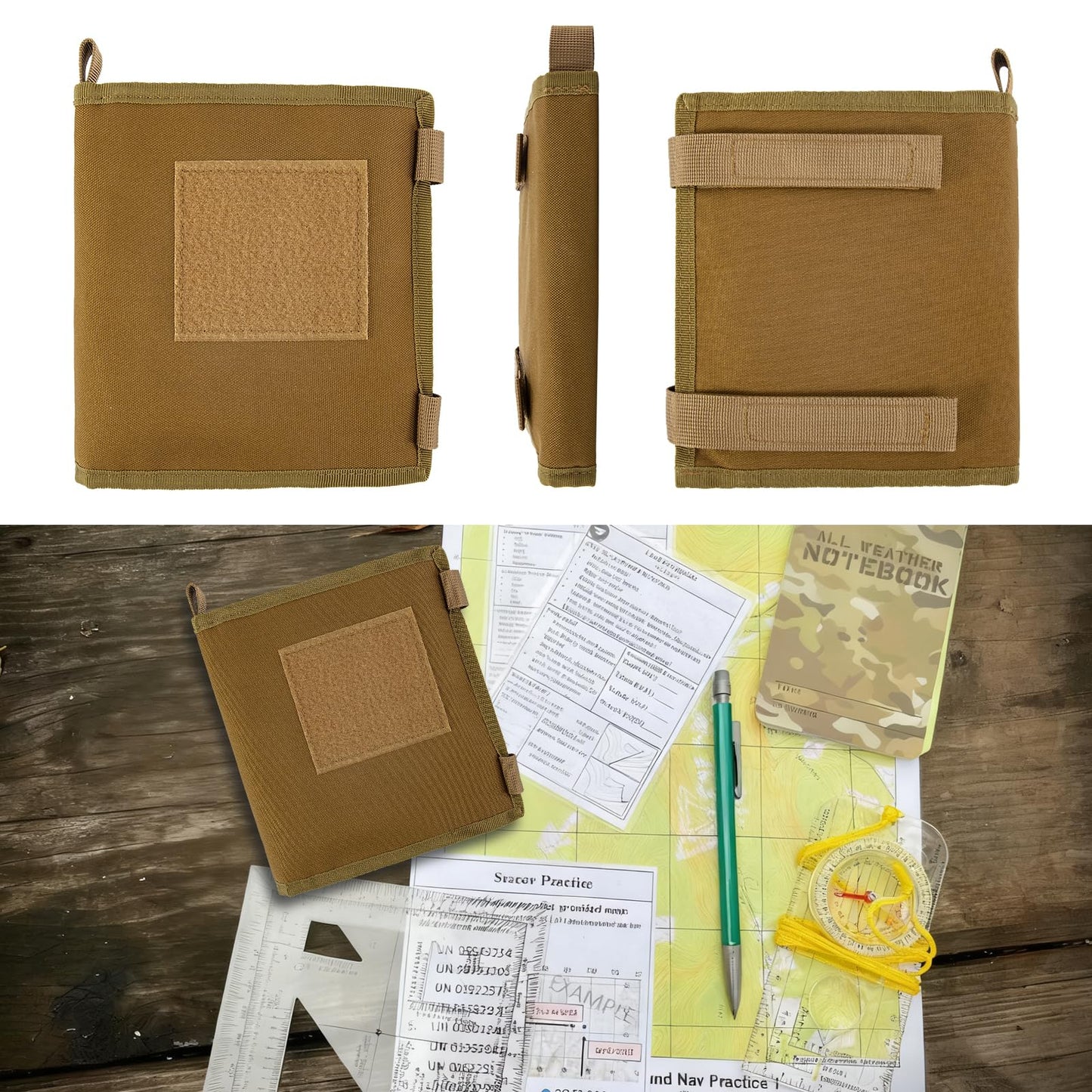 Map Case with Waterproof, Multifunctional Tactical Pouch with 13 x 10 Inch Clear Window for Reading Map While Outdoors or Hiking, 1000D Oxford + Waterproof TPU
