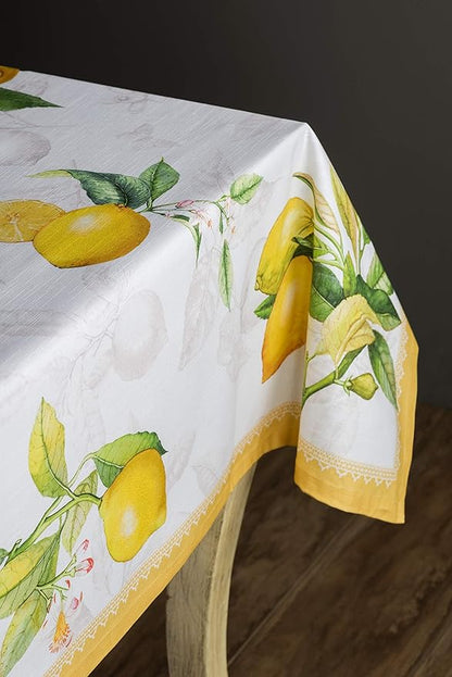 Maison d' Hermine Table Cloth Square Table 100% Cotton 60 x 60 Inches Tablecloth Reusable Decorative Everyday Use for Dining Room, Farmhouse, Home, Party, Festive & Wedding Spring Summer - Limoncello