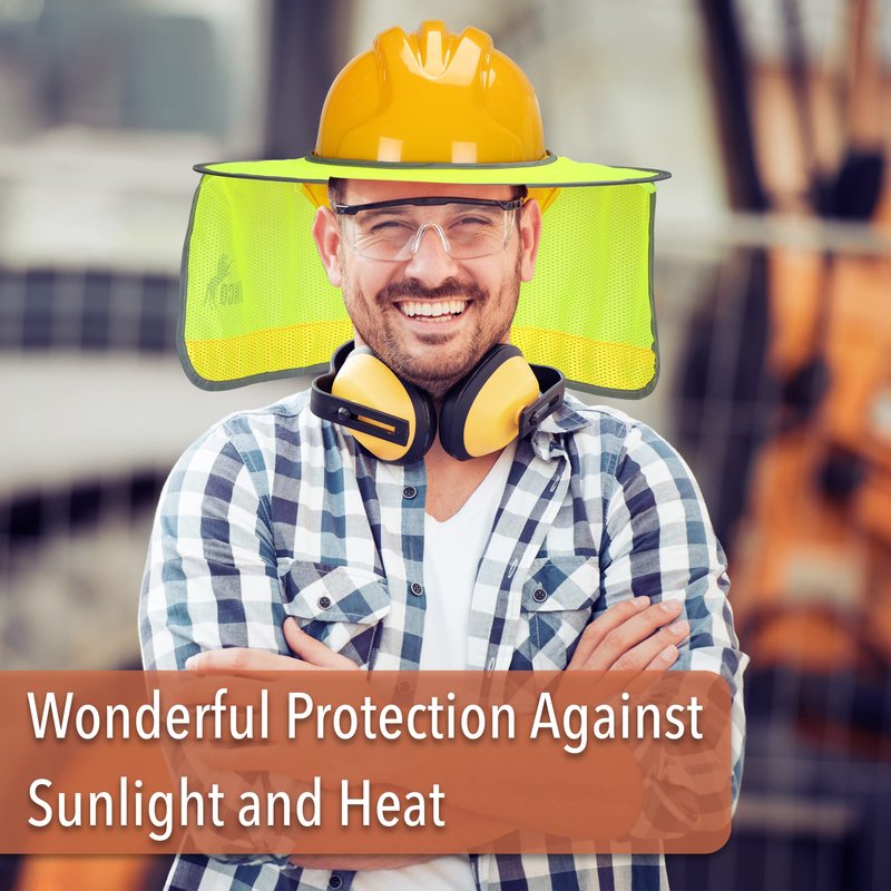 UNCO- Hard Hat Sun Shield, Yellow, Full & Standard Brim Mesh Sunshade