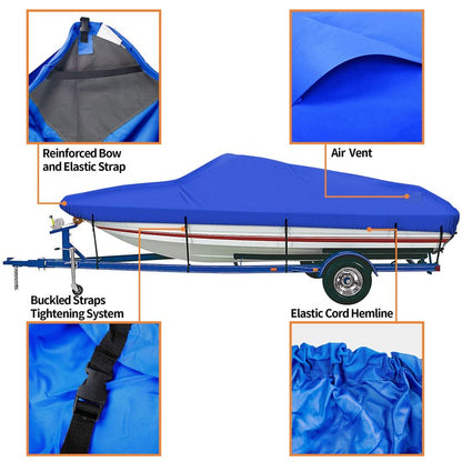 iCOVER Trailerable Boat Cover- 17'-19' 800D Water Proof Heavy Duty, Fits V-Hull, Fish&Ski, Pro-Style, Fishing, Utiltiy, Runabout, Bass Boats, up to 17ft-19ft Long and 96" Wide