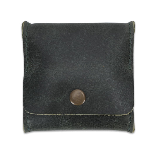 CestAntiQ Genuine Leather Squeeze Coin Pouch Moon Pocket Coin Case Handmade Vintage Leather Change Holder Purse Wallet for Men & Women Small Minimalist Coin Purse Leather Coin Wallet (Green)
