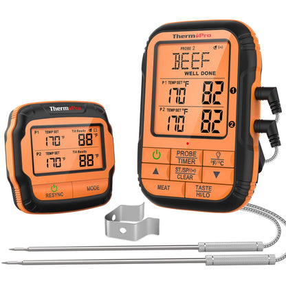 ThermoPro TP27 500FT Long Range Wireless Meat Thermometer for Grilling and Smoking with 4 Probes Smoker BBQ Grill Kitchen Food Cooking Digital Thermometer for Meat