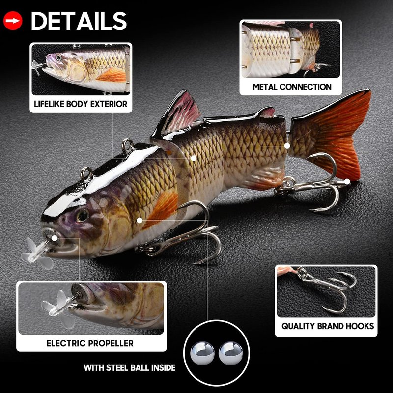 Robotic Fishing Lures - USB Rechargeable LED Light Wobbler | 5.12” Multi-Jointed Swimbaits