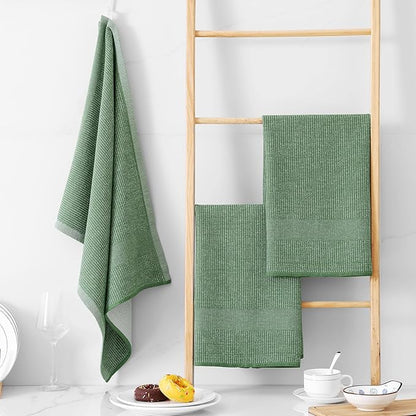 Homaxy Premium Kitchen Towels, Large Cotton Kitchen Hand Towels, Flat and Terry