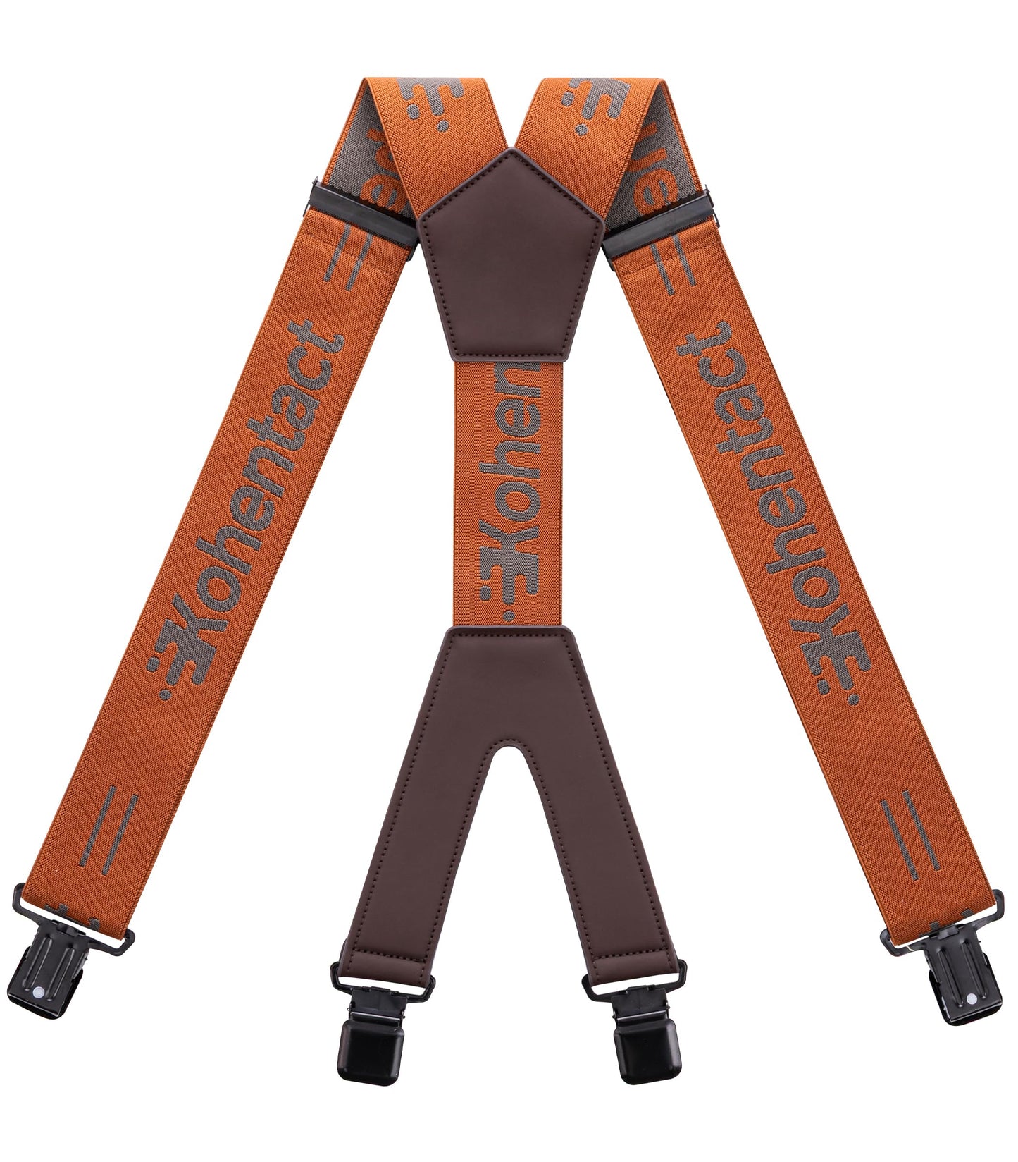 Kohentact Men’s Industrial Strength Work Suspenders 2-Inch Wide X-Back Heavy Duty Braces with 4 Strong Metal Clips, Elastic Adjustable, Unisex for Dress Pants, Work Trousers, Motorcycle Pants