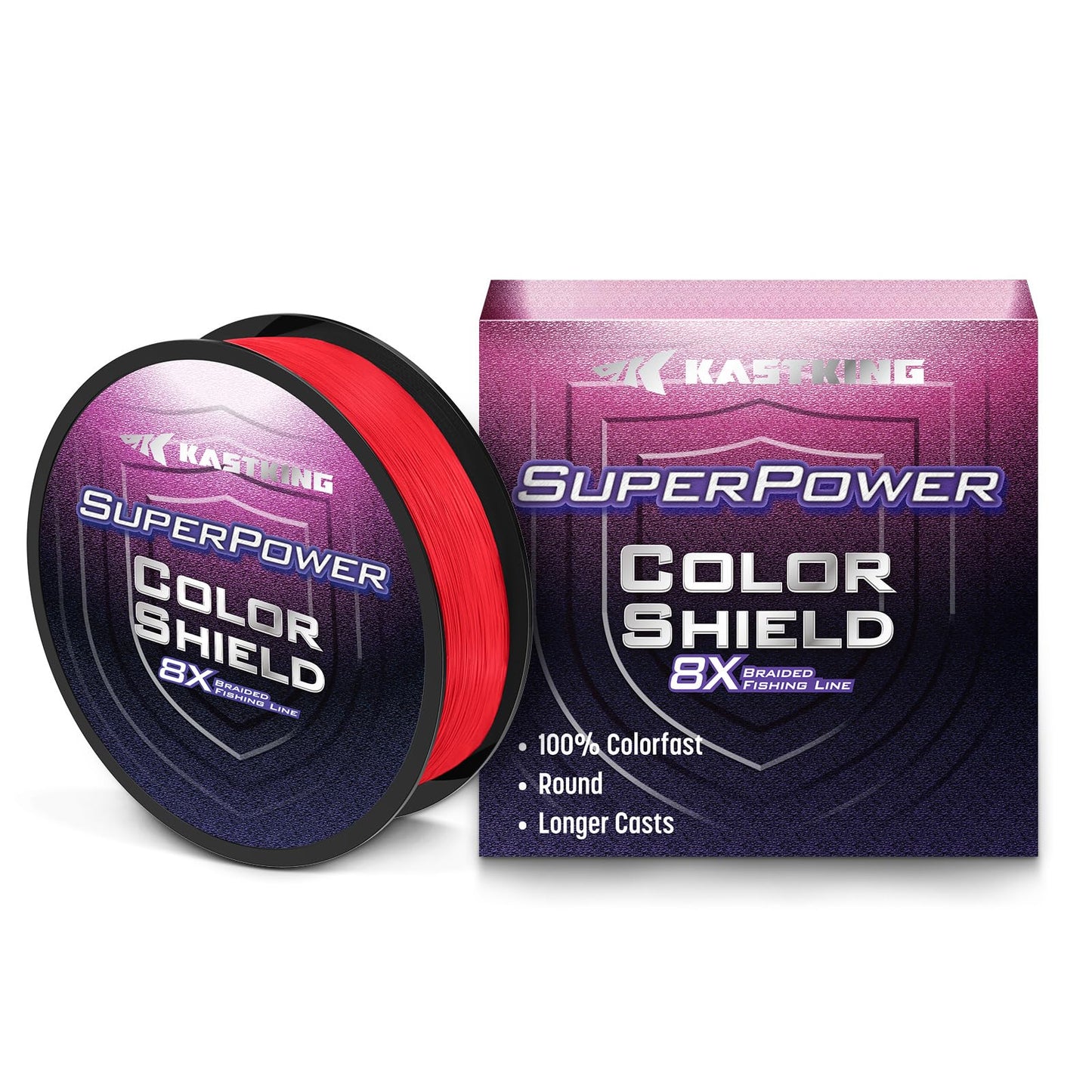 KastKing Superpower ColorShield Braided Fishing Line, Red,65LB,500Yards,X8