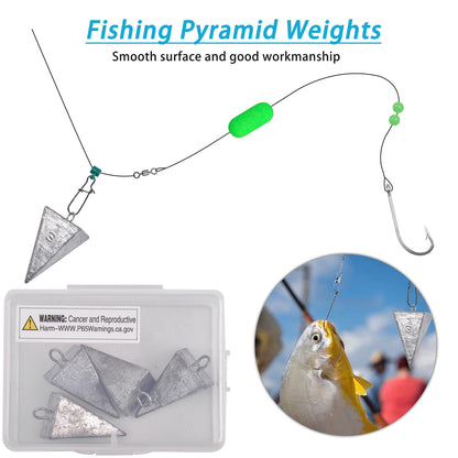 Pyramid Sinkers Fishing Weights Saltwater Pyramid Weights for Surf Fishing Gear Tackle 1oz 2oz 3oz 4oz