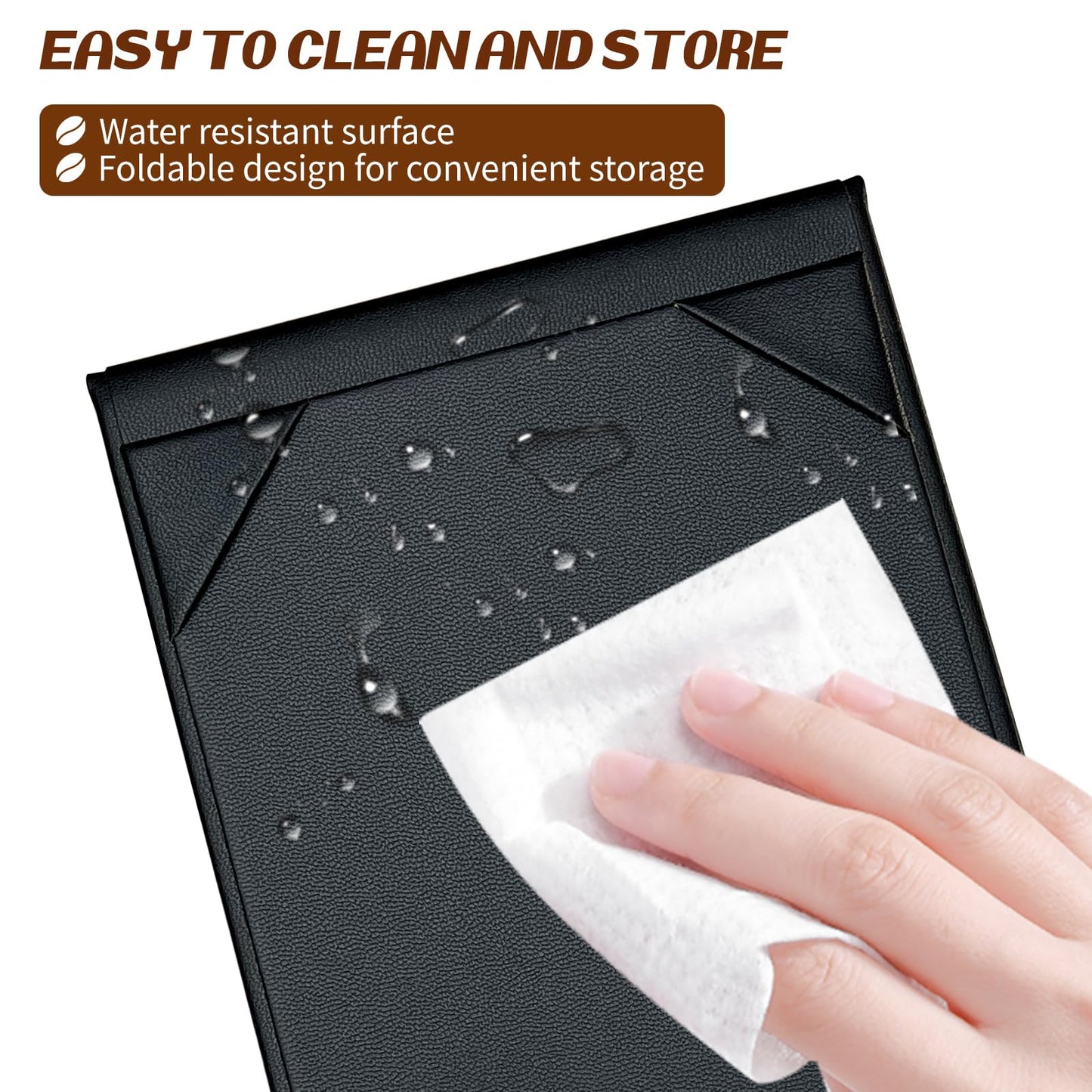 LAIAMER 9 Pack Leatherette Table Tents Black PU Leather Menu Covers Bulk Double Sided A-Frame Sign Holders 2 Side Drink Dessert Menu Folders for Restaurant Coffee Cafe Bar Wedding Supplies