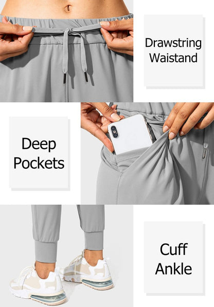 SANTINY Women's Joggers Pants Pockets Drawstring Running Sweatpants for Women Lounge Workout Jogging(Light Grey_XXL)