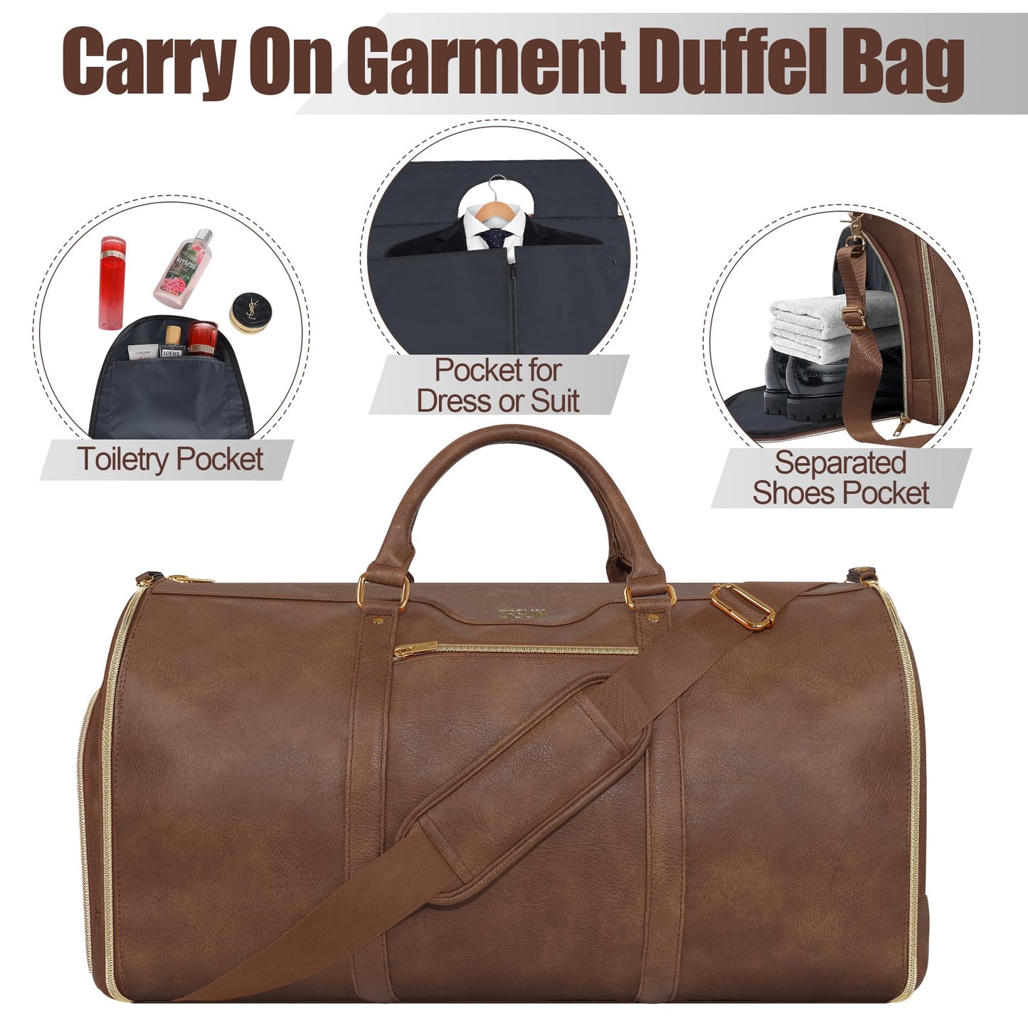 Convertible Garment Bag with Shoulder Strap, Carry on Garment Duffel Bag for Men Women,Waterproof & Wrinkle-Free Suit Carrier for Business Trips & Weekend Getaways, Foldable & Lightweight
