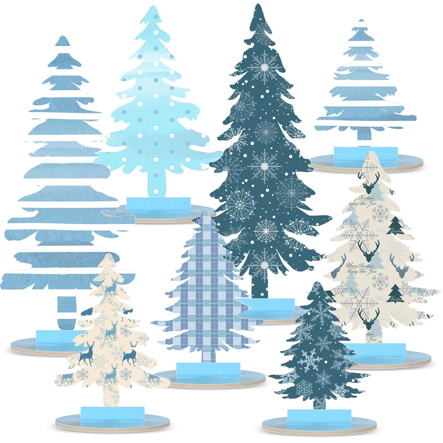 Namalu 16 Pcs Christmas Table Decorations Christmas Tree Centerpieces Buffalo Plaid Snowflakes Table Top Centerpiece for Home Indoor Xmas Winter Holiday Party Supplies Decor (Merry)