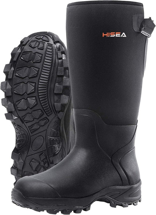 HISEA Rubber Hunting Boots - Tall Waterproof Neoprene Insulated | Durable Slip-Resistant Design for Men