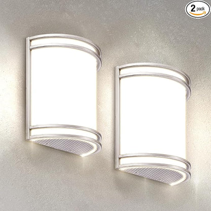 ASD LED Indoor Wall Mount Light Fixture - 10 Inch Modern Interior Brushed Nickel Wall Sconce Lighting - 3000K 4000K 5000K Adjustable - Half Cylinder Hallway Light Fixture - ETL & Energy Star 2 Pack
