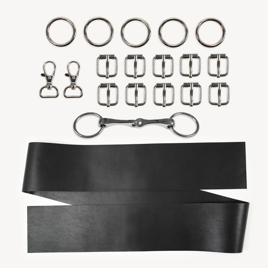 kullaloo DIY Hobby Horse Bridle Kit ✦ Make a Beautiful Leather Bridle with Reins for Your Stick Horse ✦ Includes Digital Instructions (PDF) ✦ Black/Silver