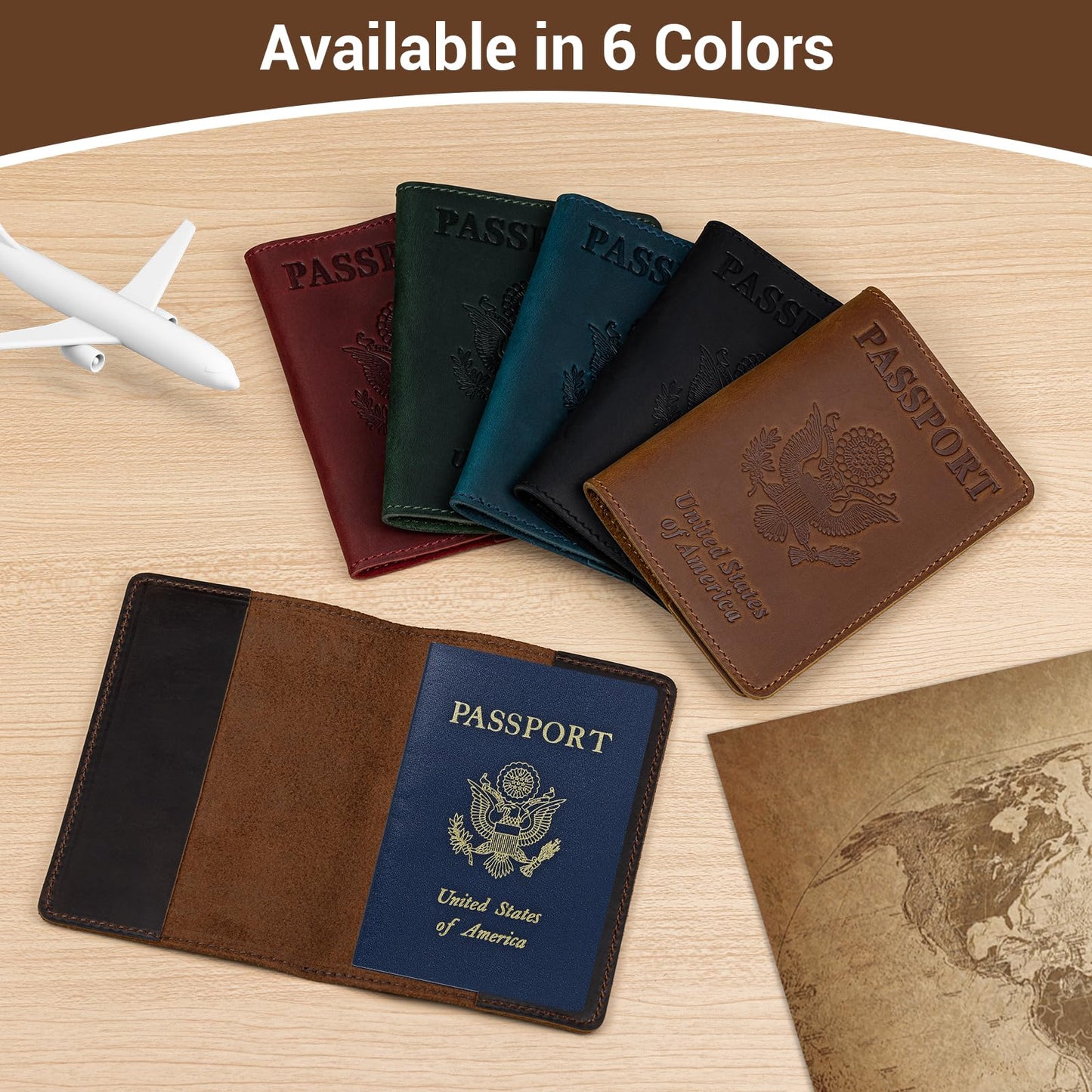 BIAOTIE Premium Leather Passport Holder Covers, Rfid Travel Wallet Passport Document Holder, Travel Essentials Wallet Cover Case for Men and Women (Blue)