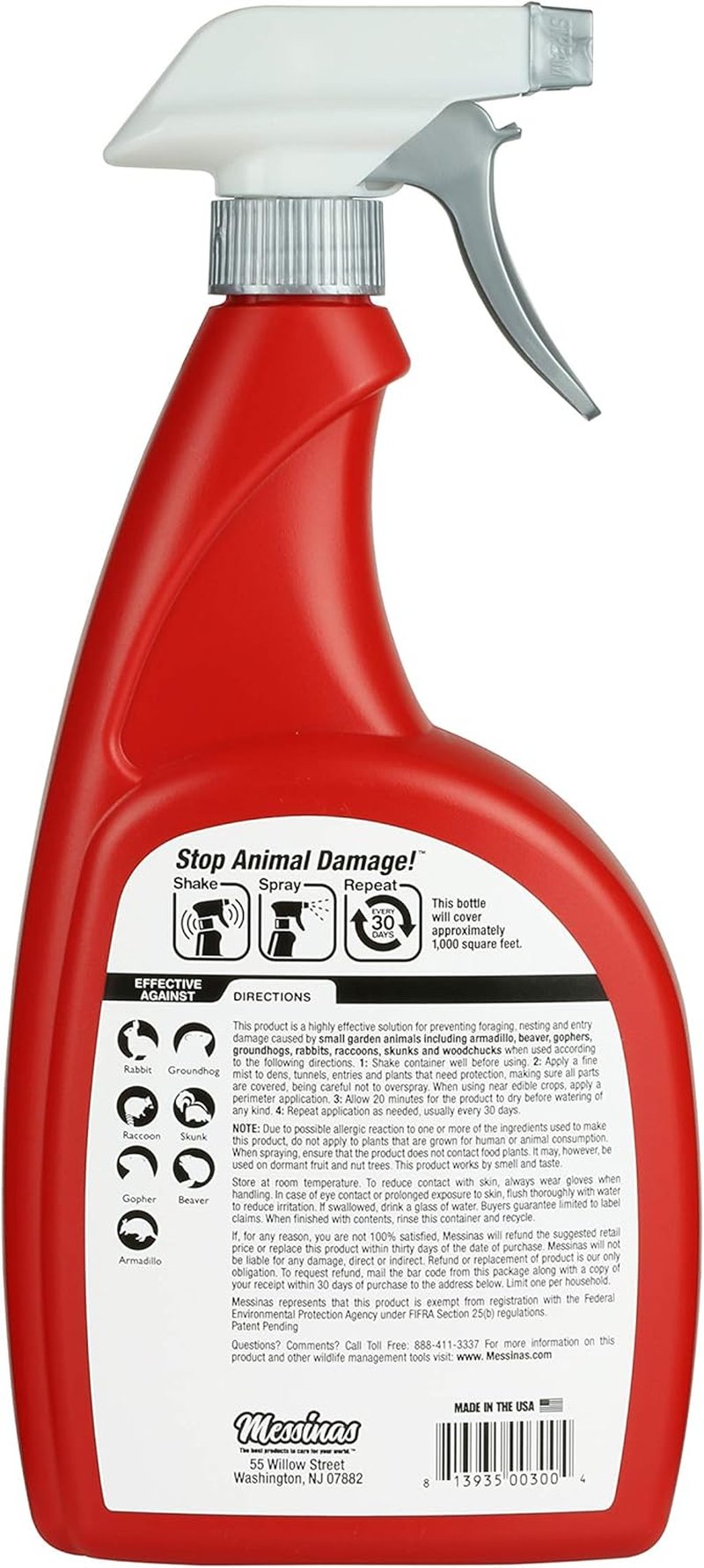 Animal Stopper Liquid Repellent - All-Natural Garden Animal Deterrent | Safe for People & Pets - 32 oz Trigger